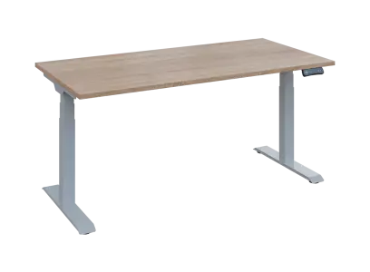 Fleximax 28-16 výškově nastavitelný stůl, kovová podnož stříbrná, deska 25 mm, široký 1600 mm, dub bardolino